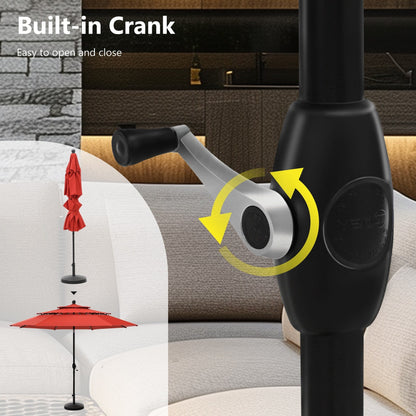 Parasol de terrasse inclinable à 3 niveaux de 10 pieds de MAISON ARTS, parasol d'extérieur à double ventilation avec lumières LED