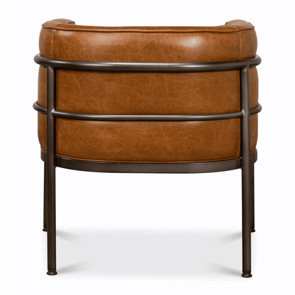 Fauteuil d'appoint industriel en cuir marron