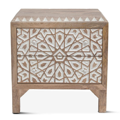 Table de chevet blanche naturelle Indy Boho