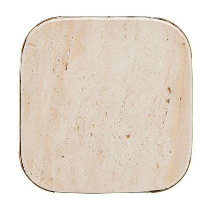 Table d'appoint Golden Glam avec plateau en travertin
