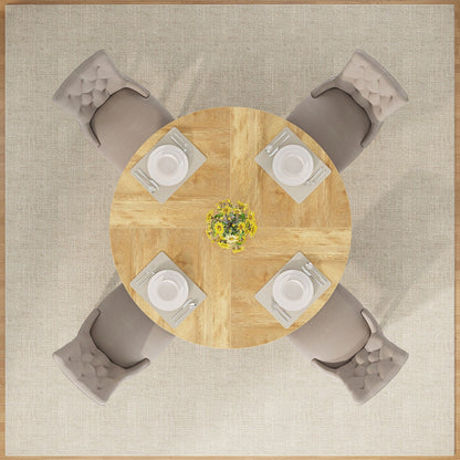 Table à manger ronde 47 pouces pour 4 personnes, table de cuisine de style campagnard, petite table à dîner en bois pour salle à manger et salon