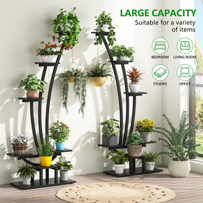 Support pour plantes d'intérieur, support à fleurs à 6 niveaux pour jardin - Lot de 2
