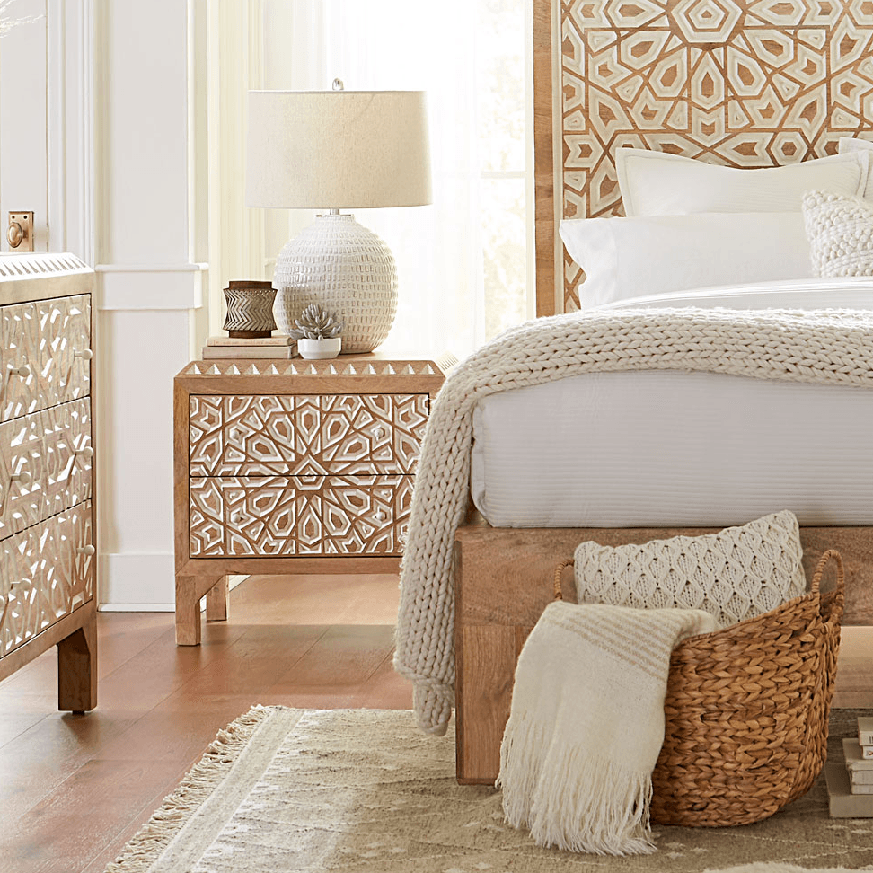 Table de chevet blanche naturelle Indy Boho