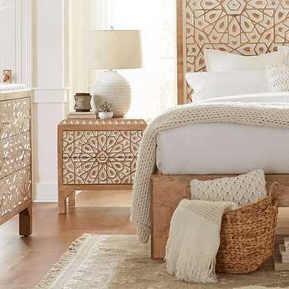 Table de chevet blanche naturelle Indy Boho