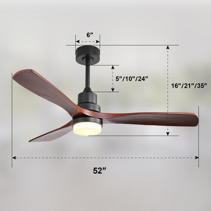 Ventilateur de plafond d'intérieur en bois Sofucor 52 avec télécommande et éclairage intégré en option