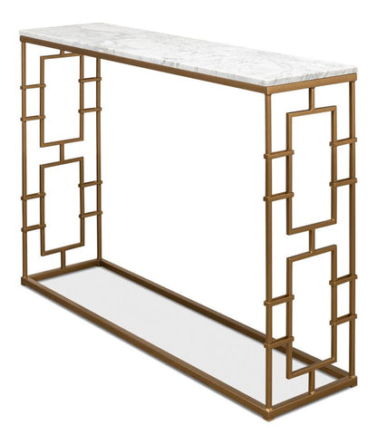 Console avec dessus en marbre et porte en laiton