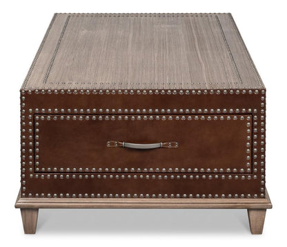 Table basse espagnole recouverte de cuir