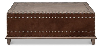 Table basse espagnole recouverte de cuir