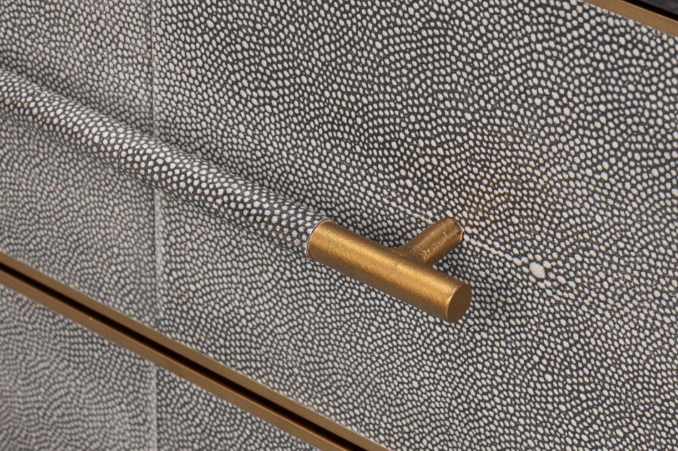 Table de chevet recouverte de cuir gris antique