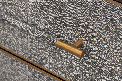 Table de chevet recouverte de cuir gris antique