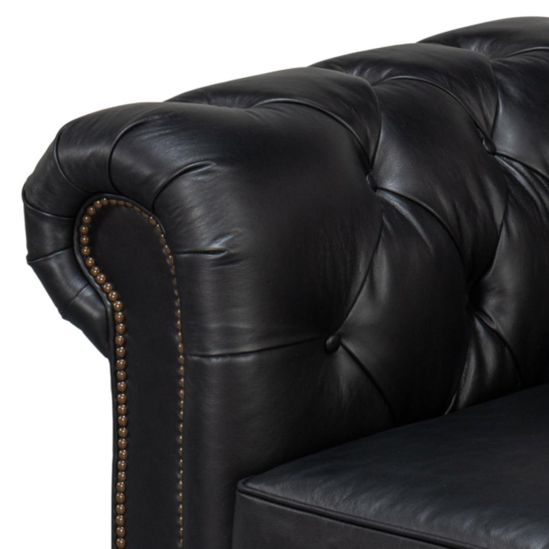 Canapé Chesterfield capitonné en cuir noir Club Room