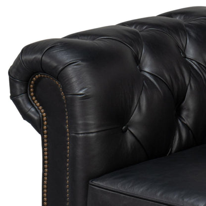 Canapé Chesterfield capitonné en cuir noir Club Room