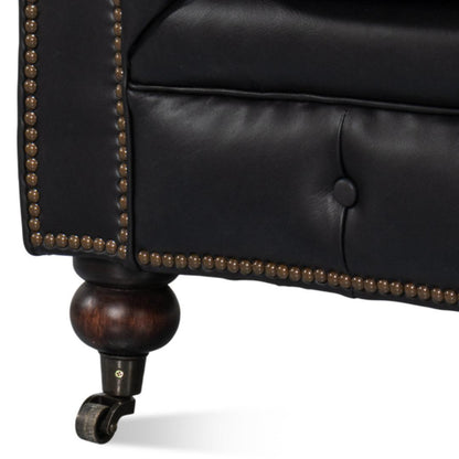 Canapé Chesterfield capitonné en cuir noir Club Room
