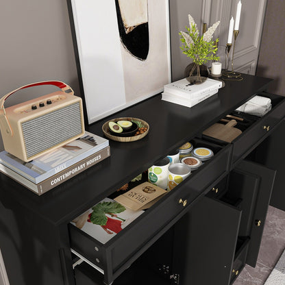 Buffet blanc laqué de 59,1 pouces, style contemporain et moderne du milieu du siècle