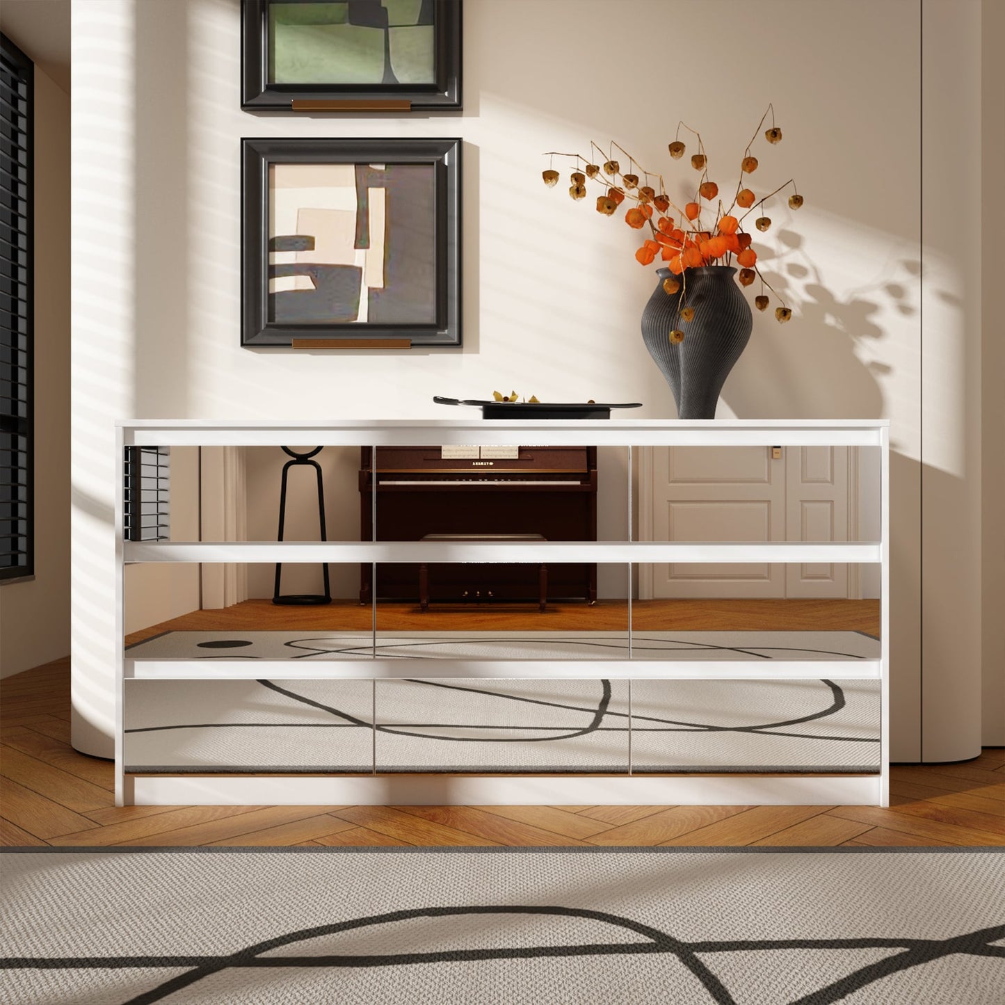 Commode d'appoint à 9 tiroirs 63W pour salon, chambre à coucher