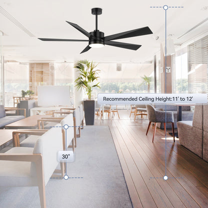 Ventilateur de plafond LED Breezary 65/52/42 à 5 pales avec kit d'éclairage et télécommande