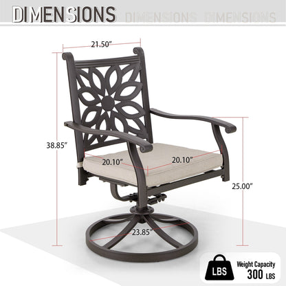 Ensemble de salle à manger de patio en aluminium moulé de 7 pièces de MAISON ARTS avec table rectangulaire extensible et 6 chaises en aluminium moulé