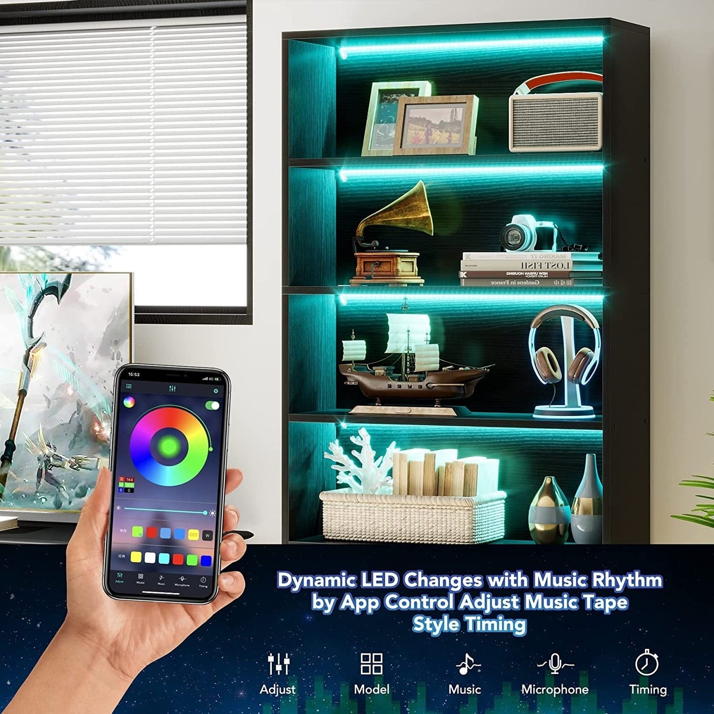 Bibliothèque et étagère de 70,8 pouces de hauteur, grande bibliothèque à 5 niveaux - 11,81 P x 31,5 L x 70,87 H