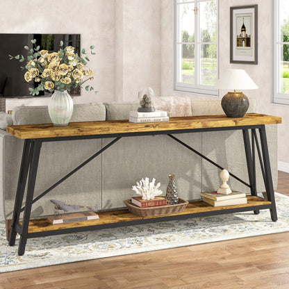 Table console d'entrée de style industriel extra-longue de 70,9 pouces