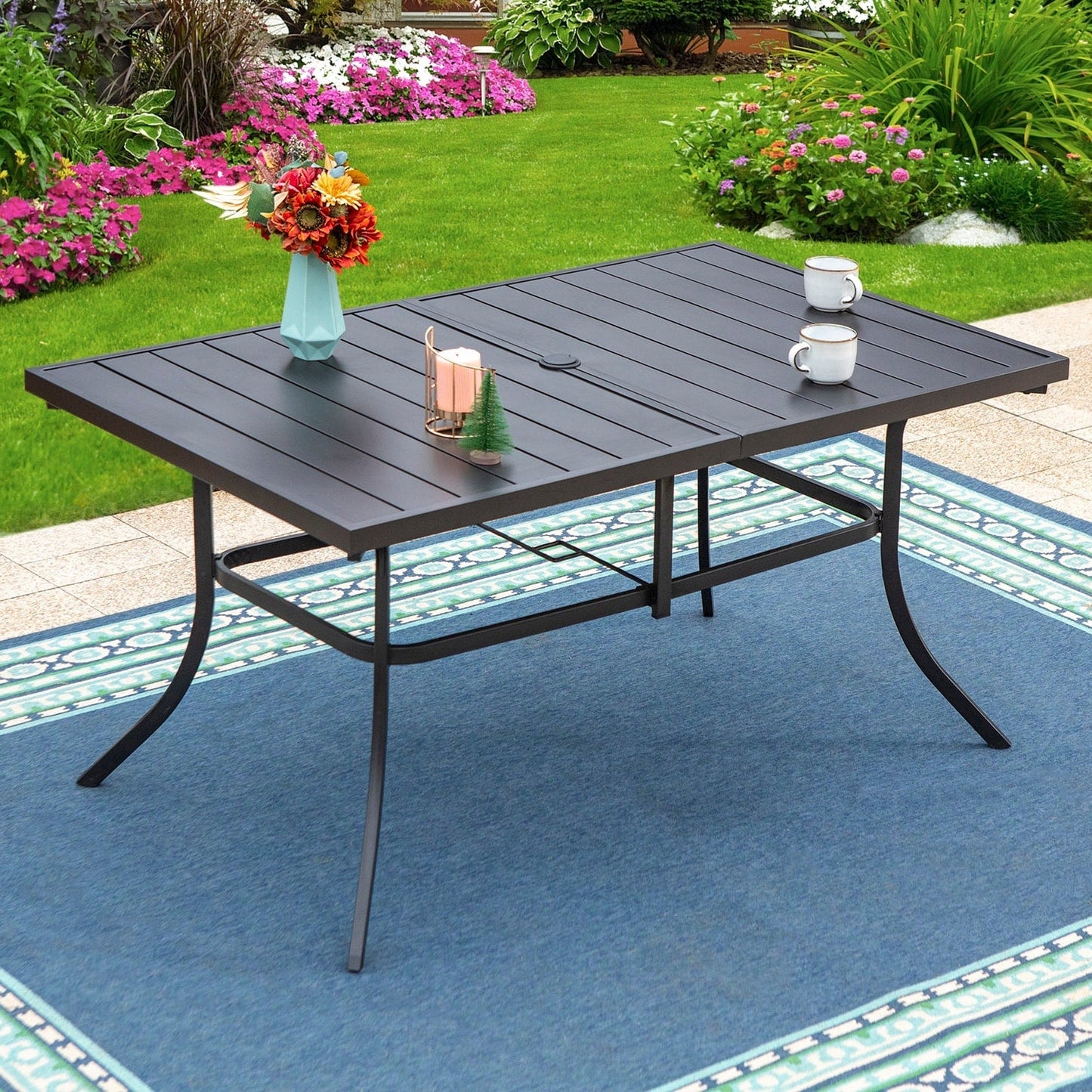 Ensemble de salle à manger de patio 8 pièces MAISON ARTS avec parasol de patio de 13 pieds