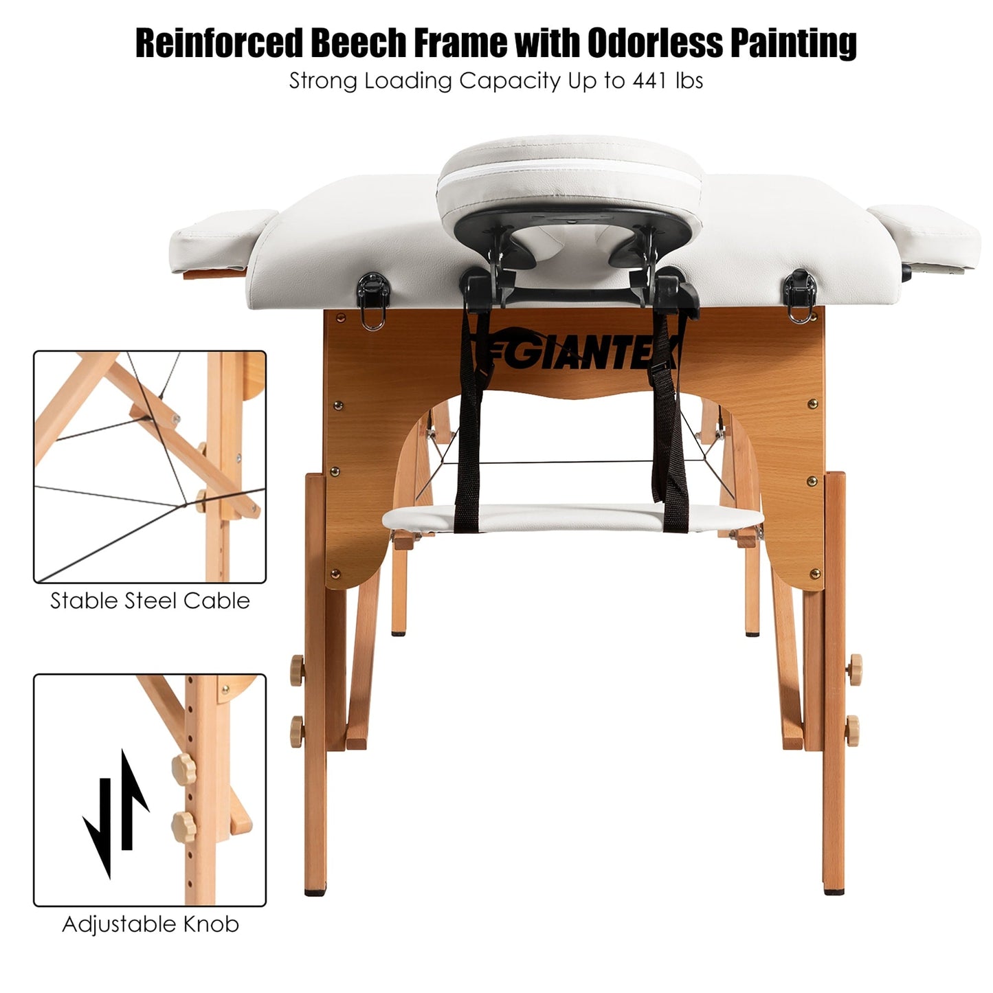 Table de massage portable 84''L réglable pour le visage, le spa et le tatouage avec transport