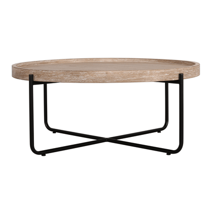 Table basse ronde en bois naturel et fer