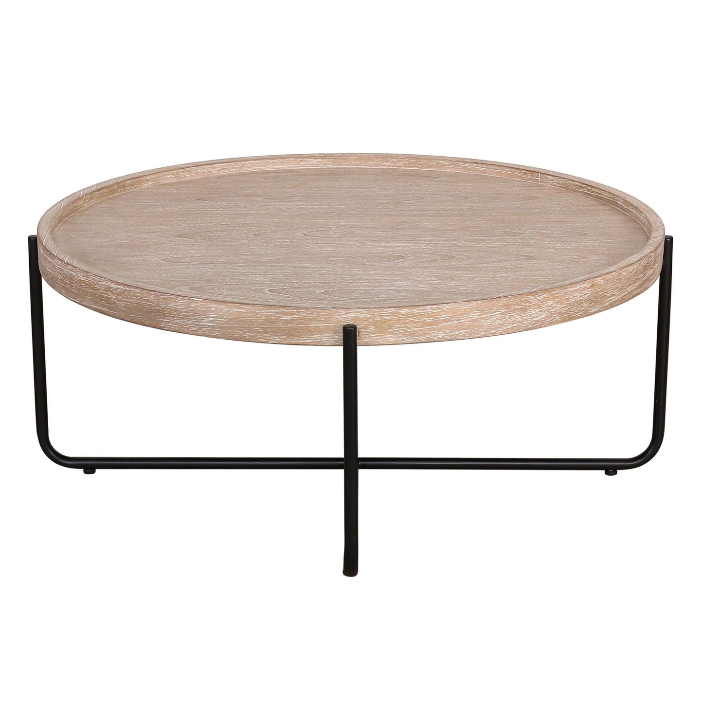 Table basse ronde en bois naturel et fer