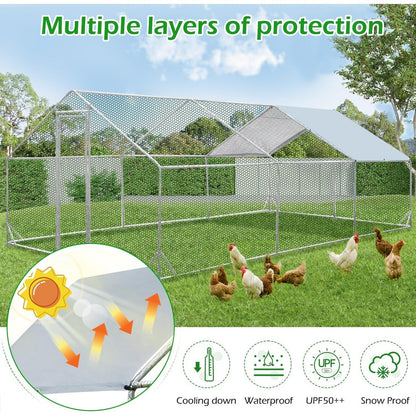 AECOJOY Grand poulailler en métal avec cage à poulets en métal