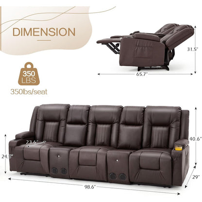 Canapé inclinable manuel AECOJOY pour camping-car, siège de cinéma maison en polyuréthane avec console