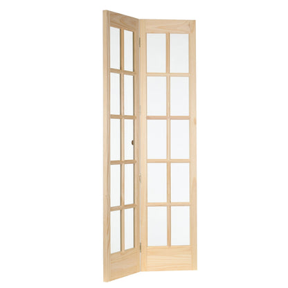 Porte pliante traditionnelle en pin brut AWC de 36 pouces avec verre divisé