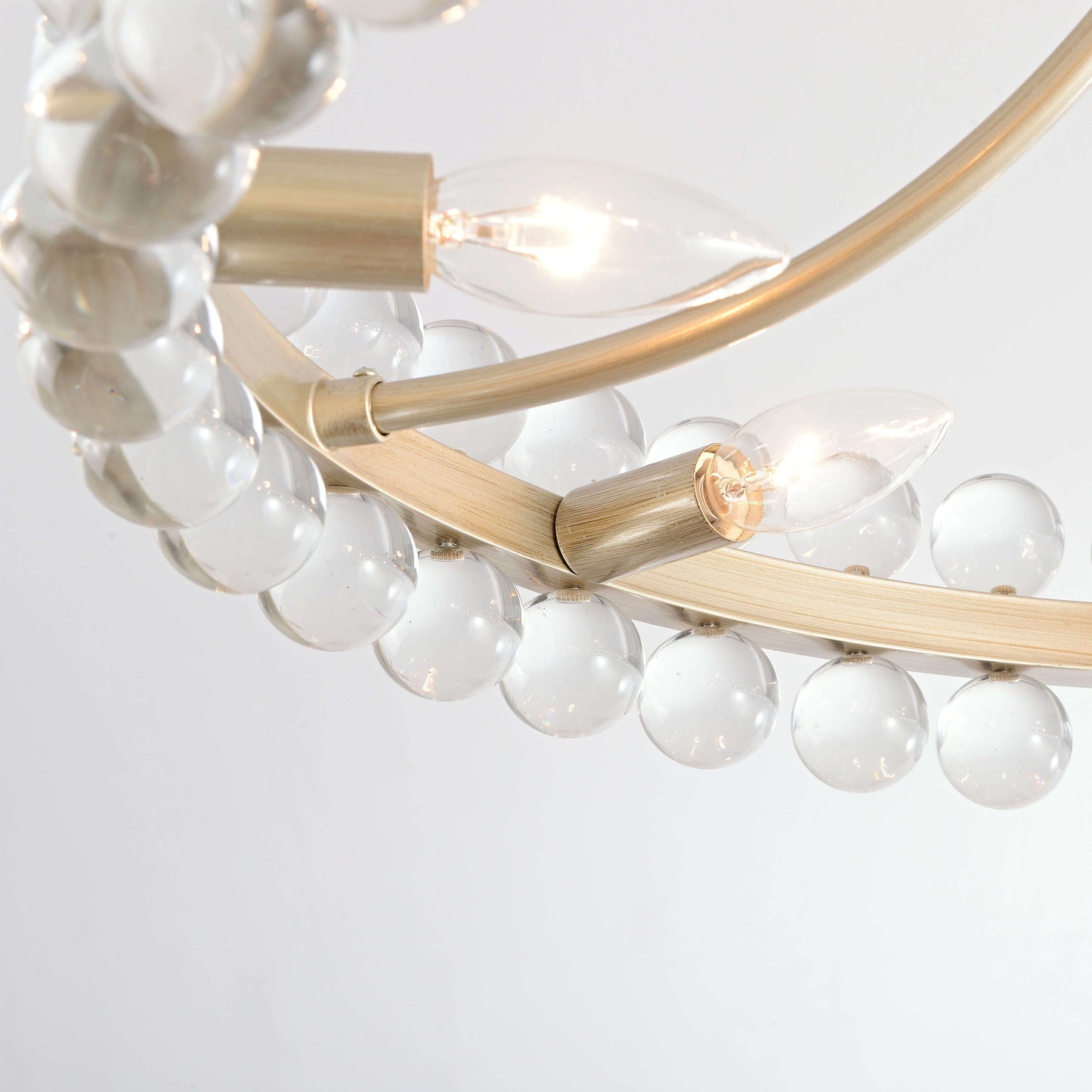 Plafonnier semi-encastré en cristal Elvira à 8 lumières, forme de roue de chariot