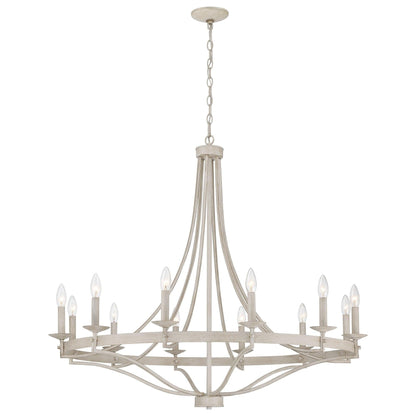 Lustre Empire à 12 lumières de style ferme moderne Fidenza avec roue de chariot et UL - D40'' * H135''