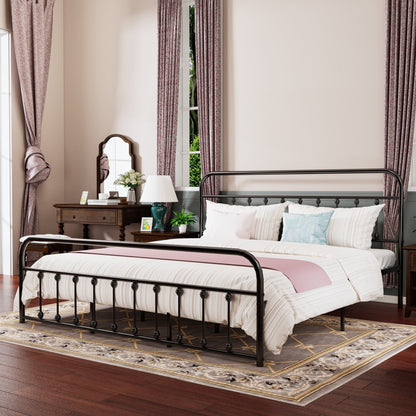 Cadre de lit plateforme en métal vintage simple Alazyhome, montage facile