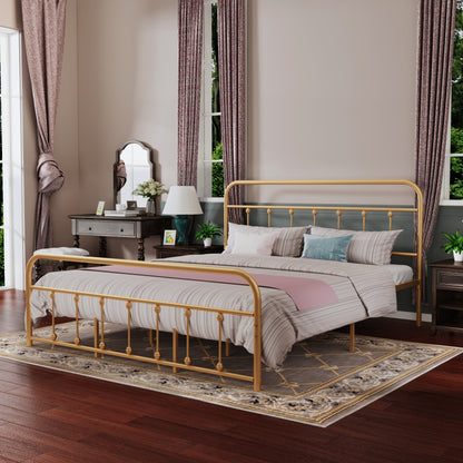 Cadre de lit plateforme en métal vintage simple Alazyhome, montage facile