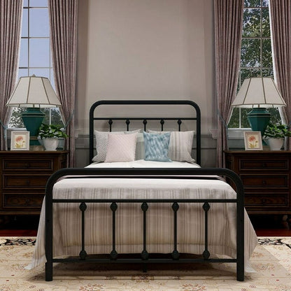 Cadre de lit plateforme en métal vintage simple Alazyhome, montage facile