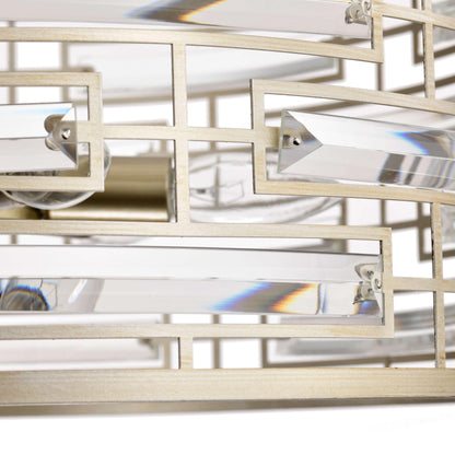 Lustre à abat-jour tambour Anita avec prisme en verre transparent