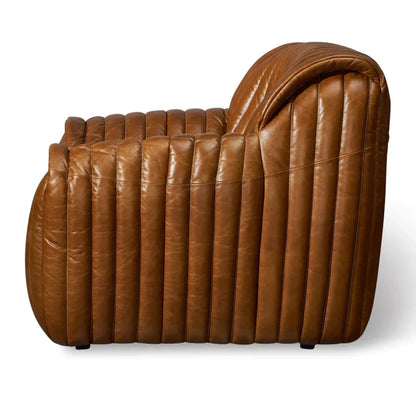 Fauteuil d'appoint vertical en cuir marron antique
