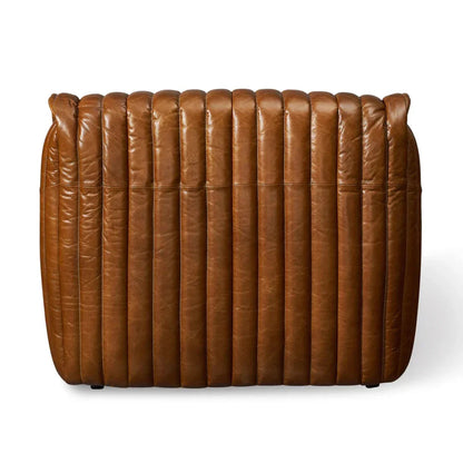 Fauteuil d'appoint vertical en cuir marron antique