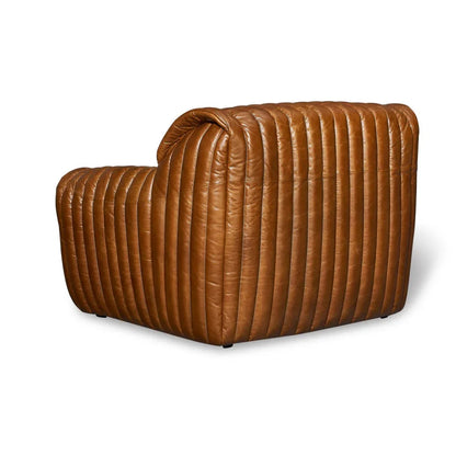 Fauteuil d'appoint vertical en cuir marron antique