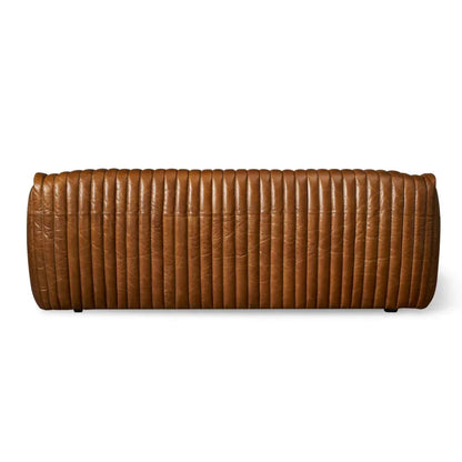 Canapé en cuir capitonné vertical marron antique