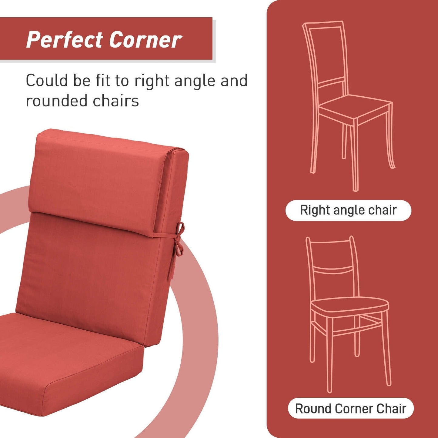 Lot de 4 coussins de chaise à dossier haut Aoodor Patio, 46 ​​x 21 x 4 pouces (coussins uniquement)