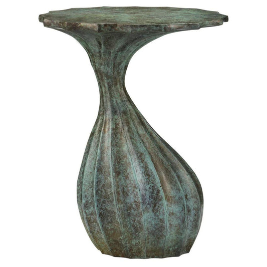 Table d'appoint artisanale vert-de-gris
