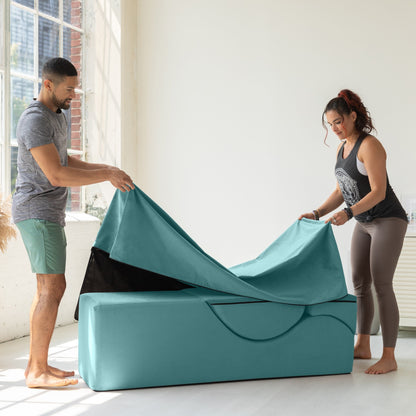 Chaise longue convertible Avana Kami / Yoga et massage - Ottomane 2 en 1 avec fauteuil de yoga pliable dissimulé, microvelours - N/A