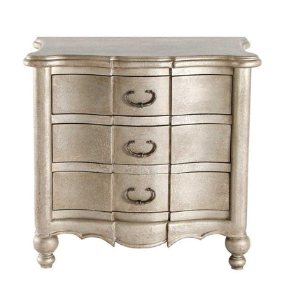 Commode latérale à tiroirs incurvés vénitiens argentés
