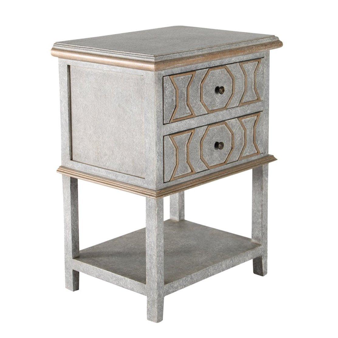 Table de chevet française gris doré