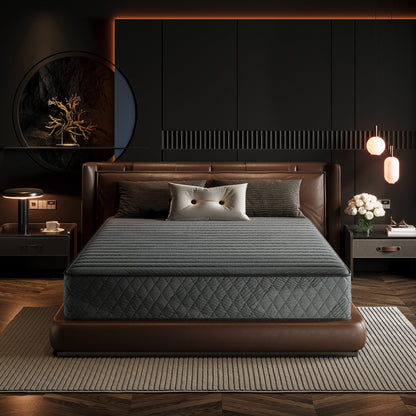 Matelas hybride SweDrea 8/12 po en mousse à mémoire de forme infusée de gel, ferme et respirant, certifié CertiPUR-US, SGS et OEKO-TEX.