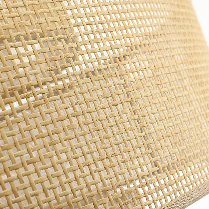 Lustre tambour côtier noir Bayou à 5 lumières avec double abat-jour en rotin - 24 po de largeur