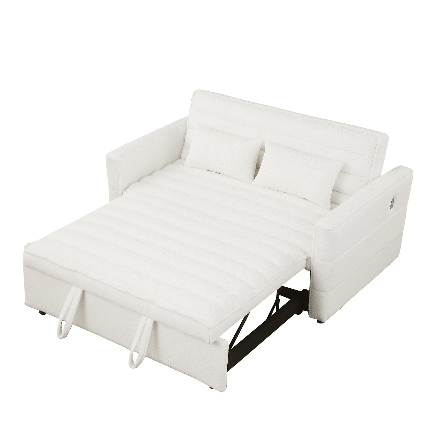 Canapé-lit convertible Boucle beige 55,12 pouces avec dossier réglable et 2 coussins de taille pour le salon