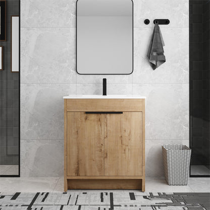 Beingnext Meuble-lavabo 24/30/36 avec porte à fermeture douce et étagère réglable