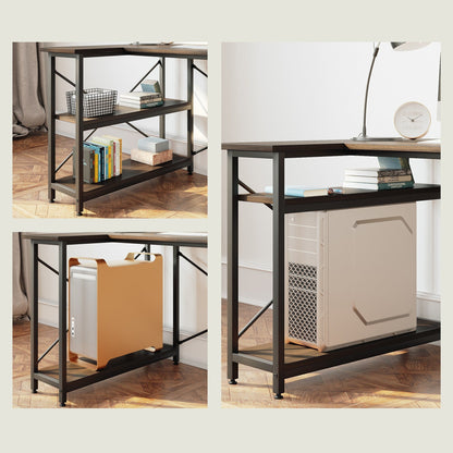 Petit bureau en L avec étagères de rangement Bureau d'ordinateur d'angle